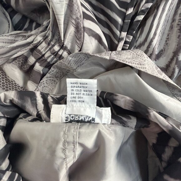 Dorman Womens Zebra Print Button Front Hooded Coat Jacket Medium Gray Pockets - Picture 5 of 11